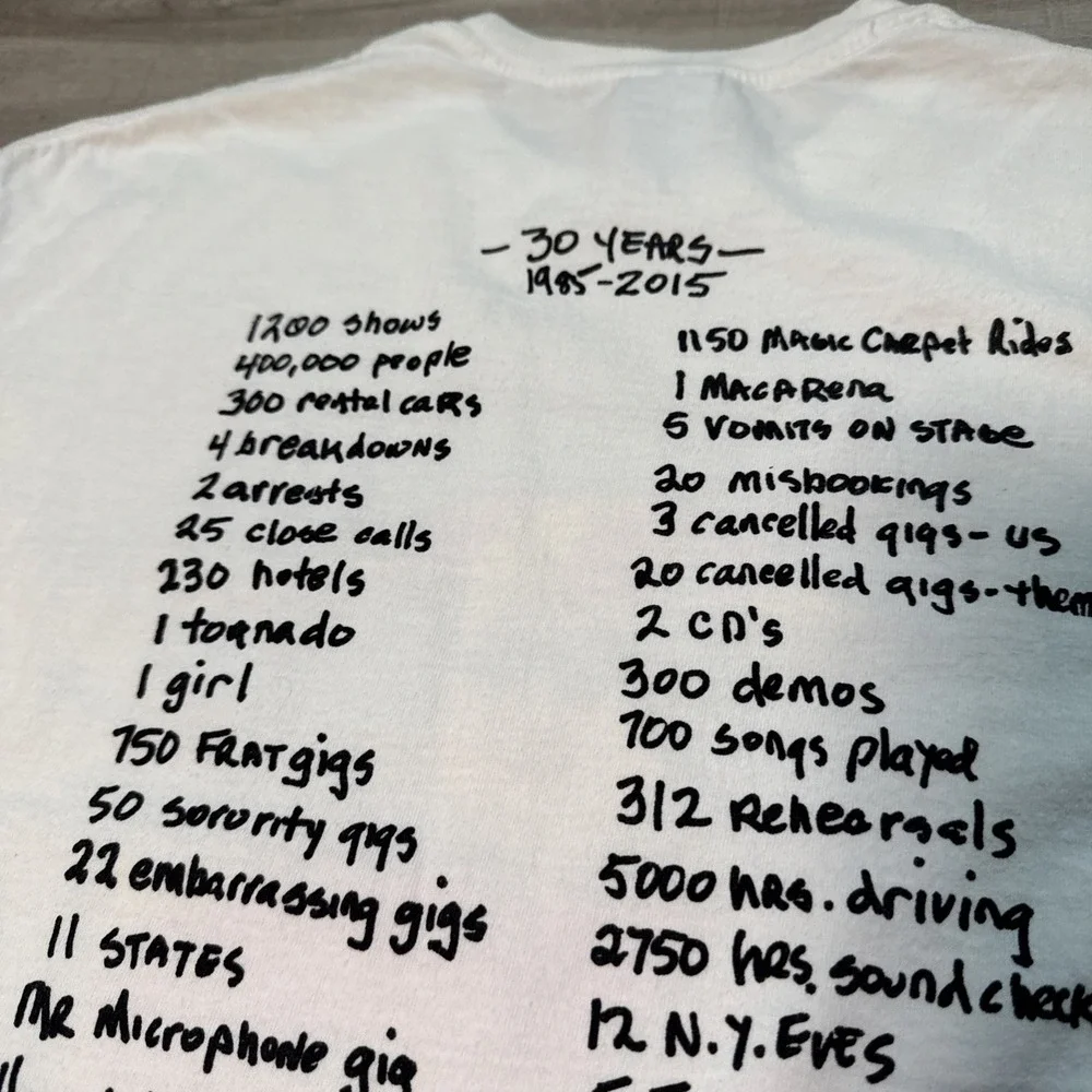 Vintage Mel And The Party Hats Large T Shirt Band Music 30 Years 1985-2015 White - Picture 10 of 15